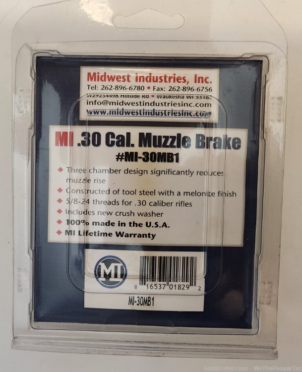 Midwest Ind. Muzzle Brake 30 Caliber, 300 Blackout, 308 5/8X24 Thread NEW-img-3