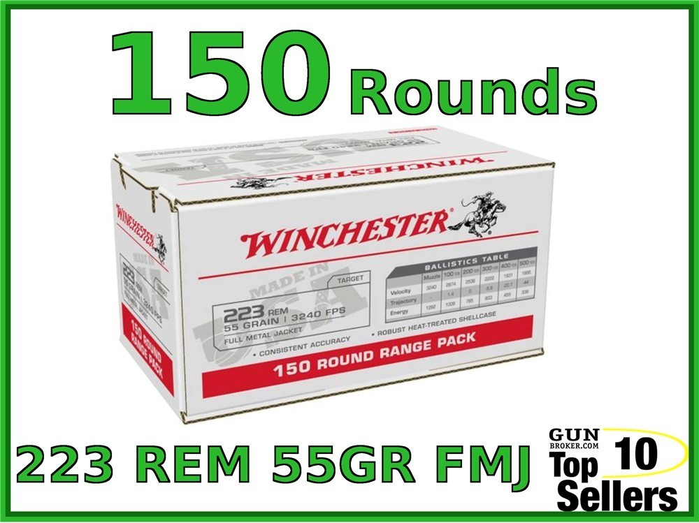 Winchester Target & Practice 223 Rem Ammo 55 GR Full Metal Jacket W223150-img-0