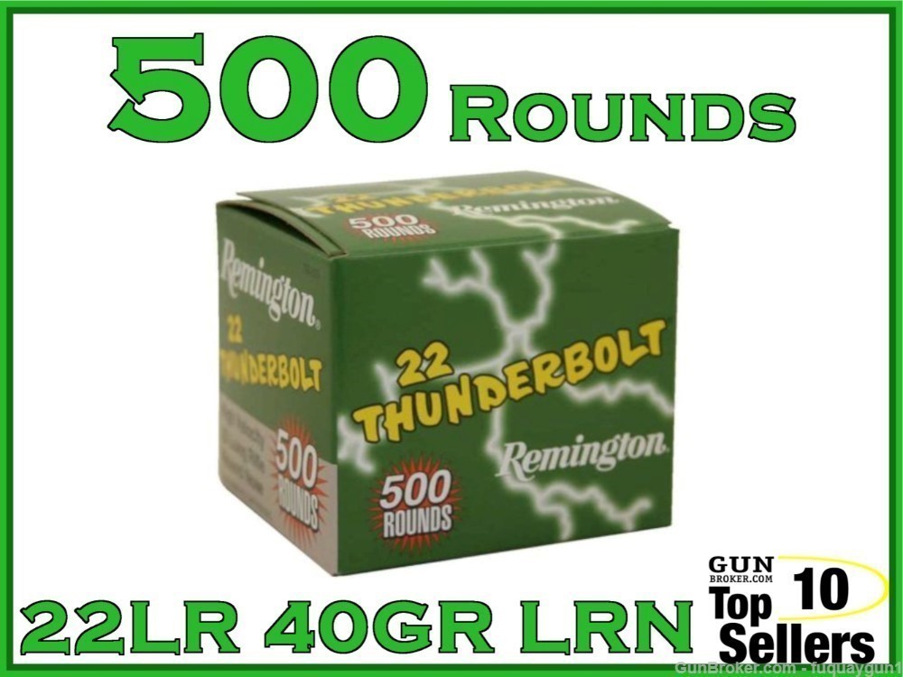 Remington Thunderbolt 22 LR Ammo 40 GR Lead Round Nose 21241 500CT-img-0