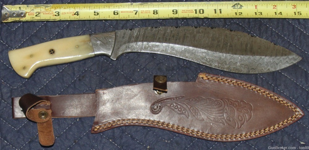 CUSTOM HANDMADE DAMASCUS STEEL HUNTING KNIFE 15.5 inch-img-0