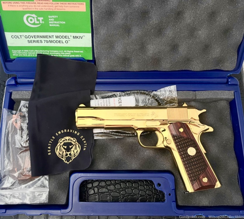 STUNNING AND CLASSY, GOLD Seattle Engraving Customs Colt 1911-img-8