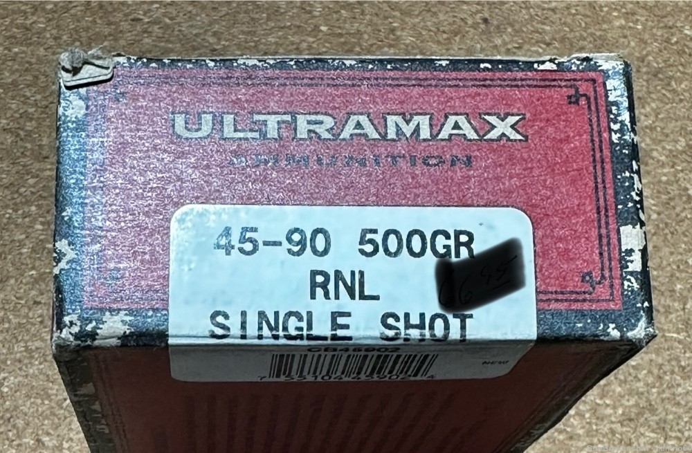 20 rounds of ULTRAMAX 45-90 WIN 500 GR RNL brass cased rifle ammo-img-0