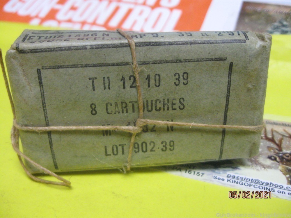 French 8mm Lebel 8rd 1932 Balle Sealed PACK FMJ UNOPENED pre-WWII Ammo-img-0