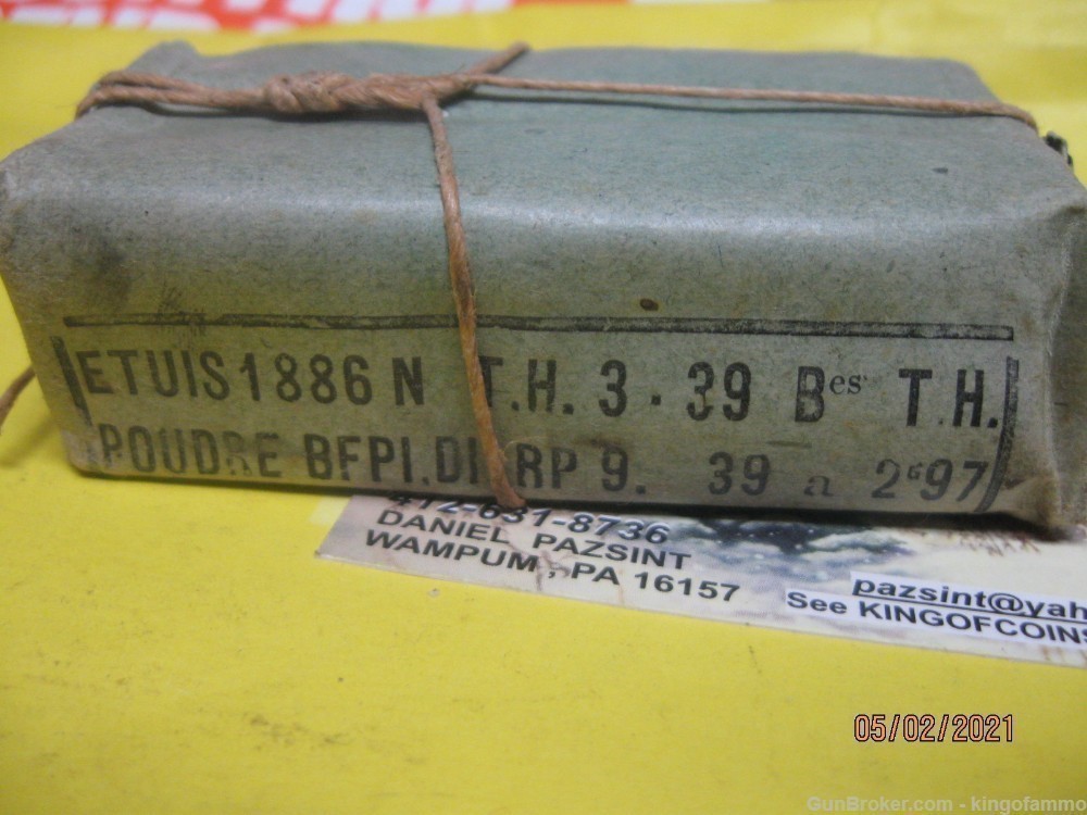 French 8mm Lebel 8rd 1932 Balle Sealed PACK FMJ UNOPENED pre-WWII Ammo-img-1