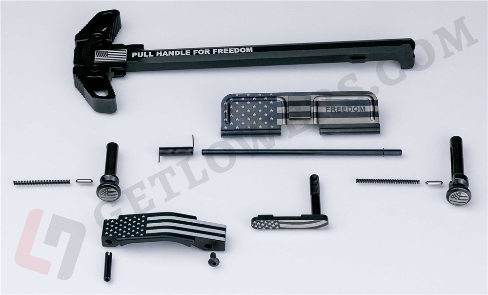 AR-15 "PULL FOR FREEDOM" 15-Piece Laser-Engraved Extended/ Ambi Parts Kit-img-0