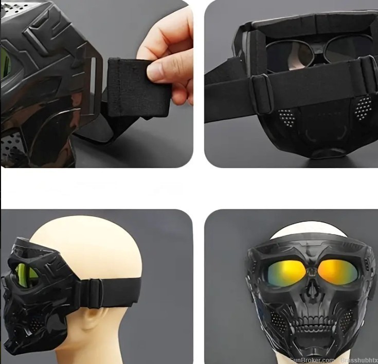 SKULL MASK, TACTICAL FULL-FACE PROTECTION- WINDPROOF GOGGLES- COLOR LENSES-img-1