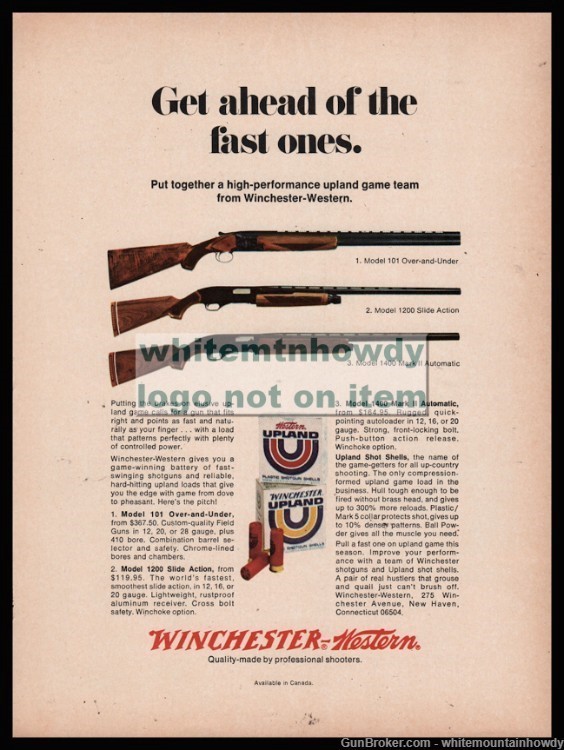 1971 WINCHESTER 101 1200 1400 Mark II Shotgun Western Ammunition PRINTAD-img-0