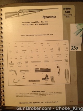 Remington Model 521 Vintage Schematic Parts List-img-0