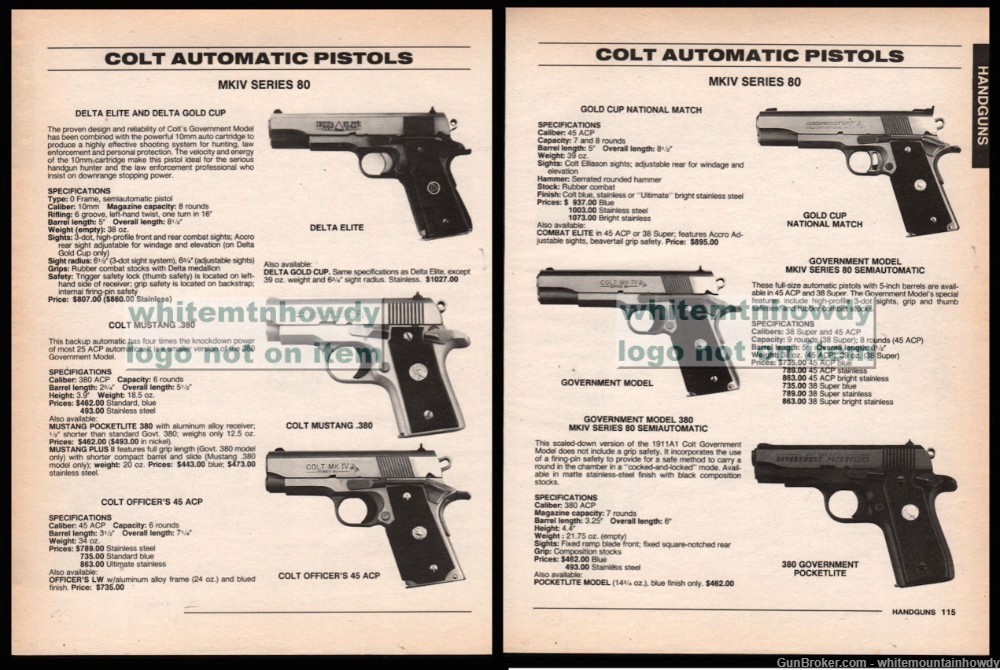 1996 COLT Delta Elite Mustang Officers 45 ACP Pistol PRINT AD-img-0