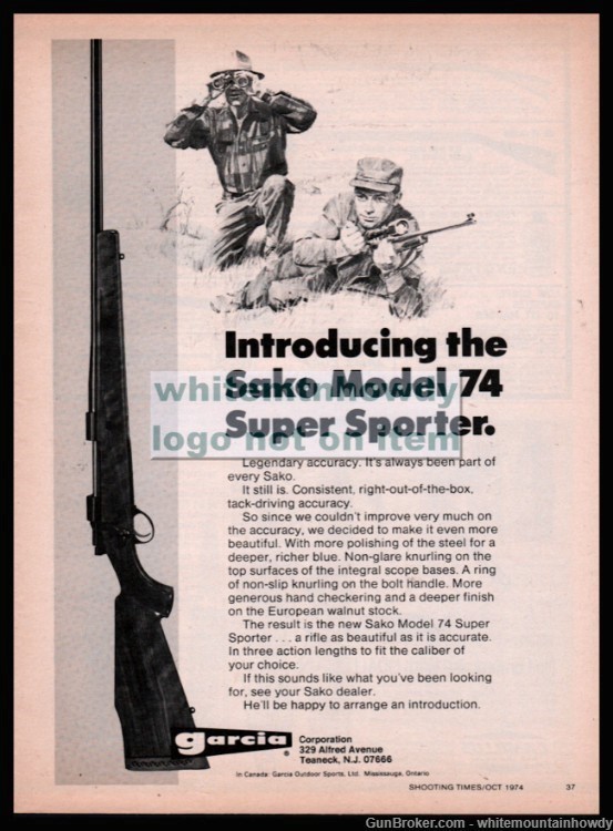 1974 SAKO Model 74 Super Sporter Rifle Original GARCIA PRINT AD-img-0
