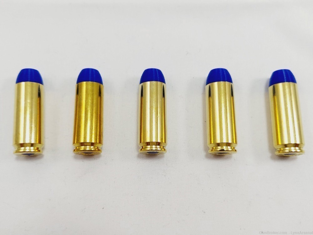50 AE Brass Snap caps / Dummy Training Rounds - Set of 5 - Blue-img-2