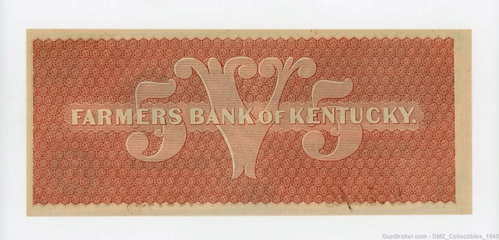 1850s-60s $5 Kentucky Bank Note Antique Currency-img-1