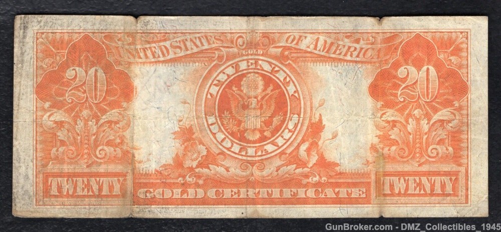 1922 $20 Dollar Gold Certificate Note Money George Washington -img-1