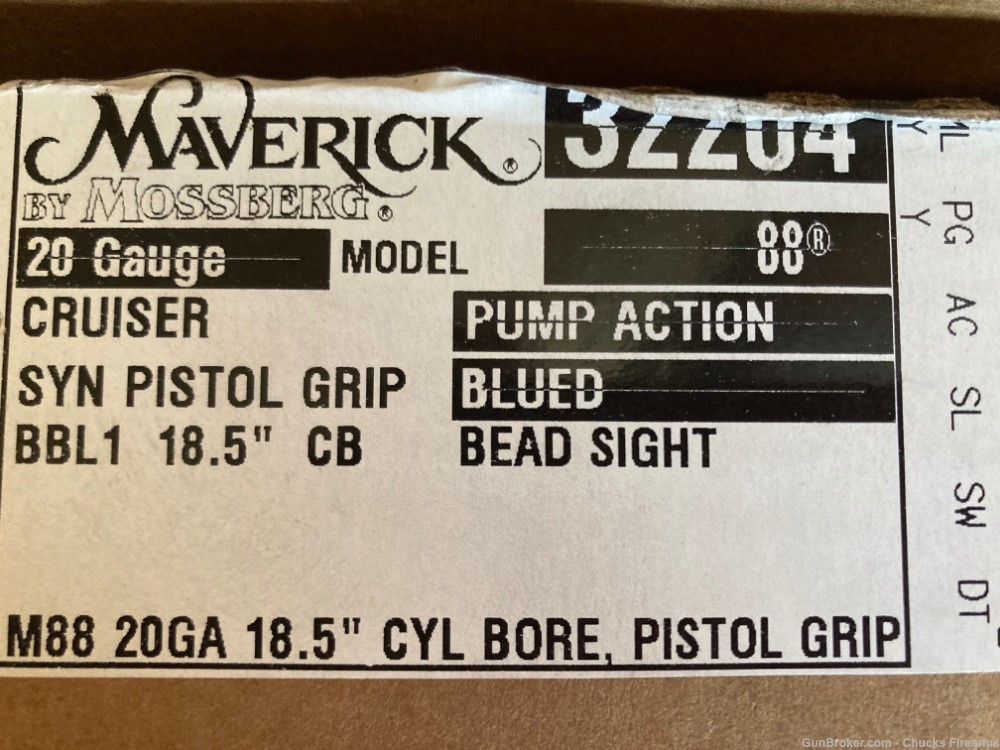 Mossberg Maverick M88 Cruiser 20Ga 18.5" Barrel Pistol Grip Shotgun NEW-img-3