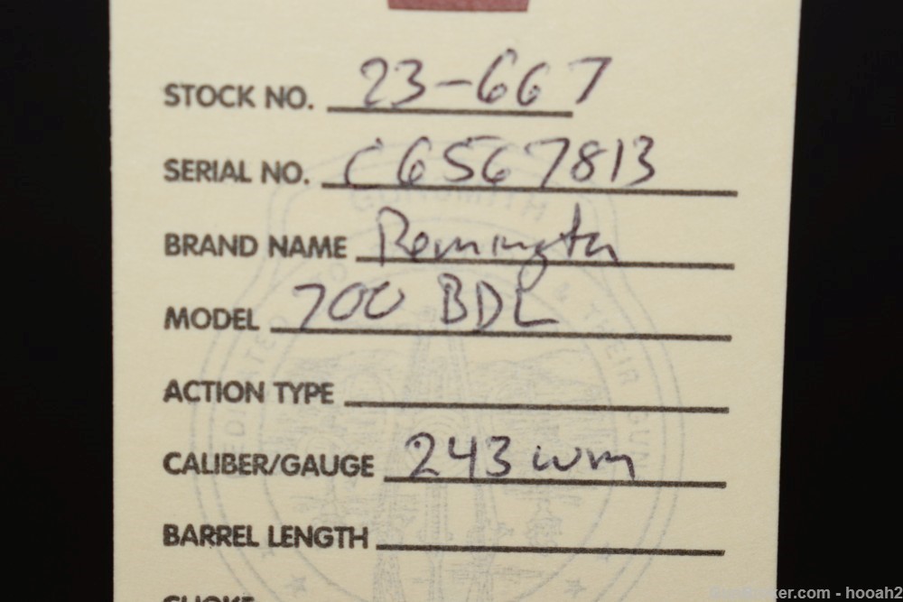 Wonderful Remington 700 BDL Custom Deluxe 243 Win W Box Hang Tag 1990-img-1