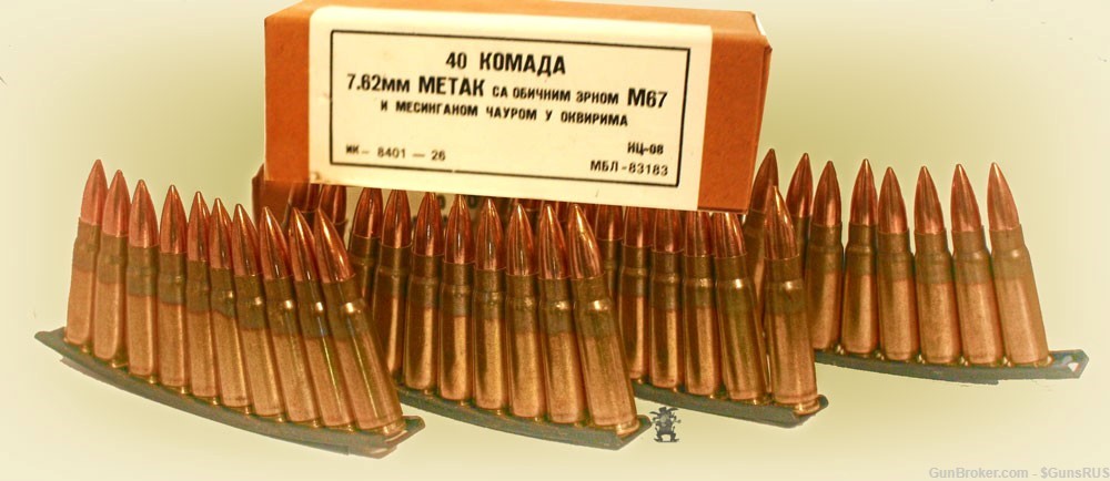 7.62x39 M67 Non-magnetic 122gr Copper FMJ Brass Case Yugo Ammo w/Clips 40RD-img-0