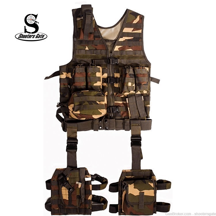 Tactical MOLLE System 10 Piece Ambidextrous Deluxe Modular Web Vest,WC-img-0