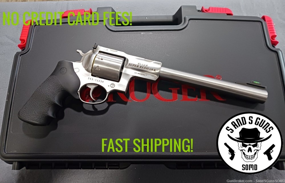 RUGER SUPER REDHAWK 22 HORNET 9.5" STAINLESS DOUBLE ACTION REVOLVER NEW-img-0