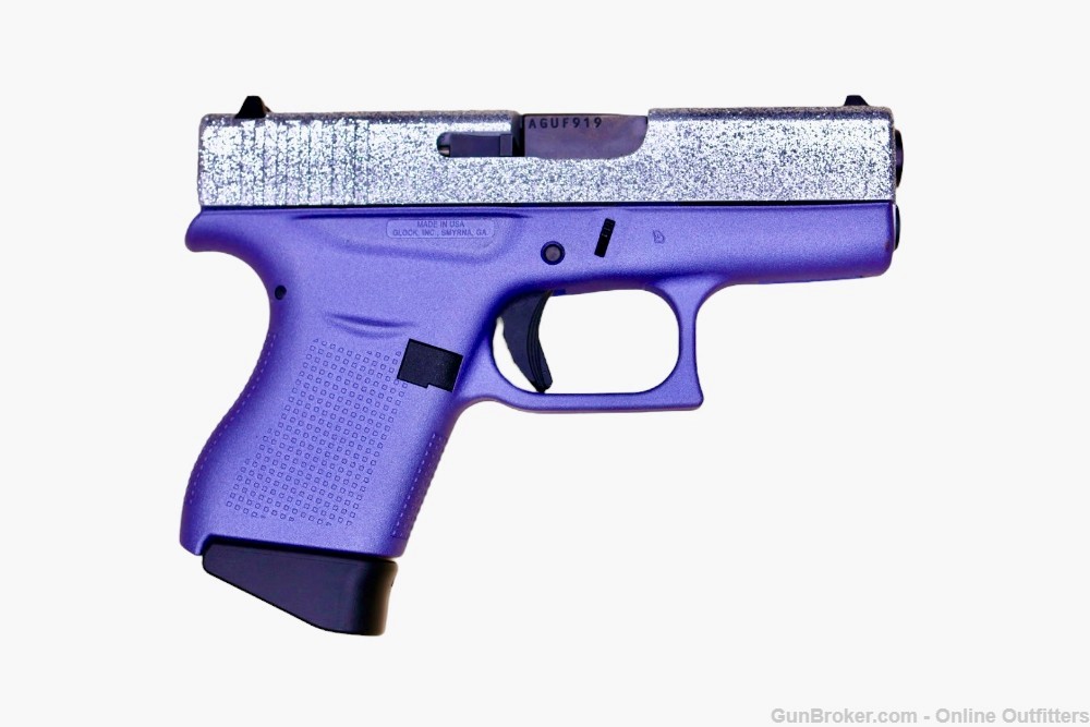 Custom Glock 43 Crushed Orchid/Silver 9mm 3" 6+1 G43 Silver Glitter Gun-img-1