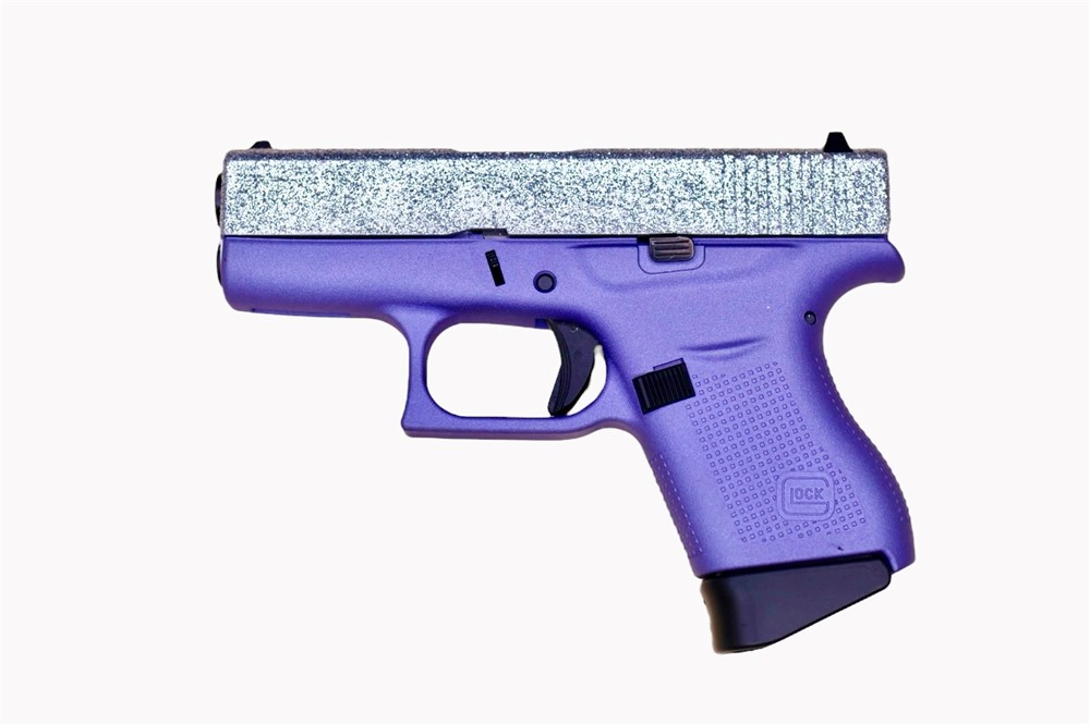 Custom Glock 43 Crushed Orchid/Silver 9mm 3" 6+1 G43 Silver Glitter Gun-img-0