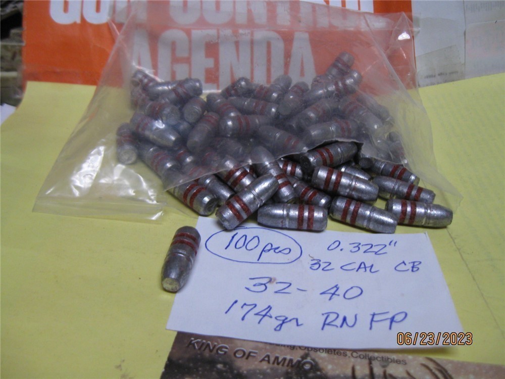 100 pcs 32-40 CAL 174gr RN FP WCF  Hard .322" lubed Lead Bullet;;  more too-img-0