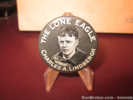 THE LONE EAGLE CHARLES A. LINDBERGH Celluloid Pin-img-1