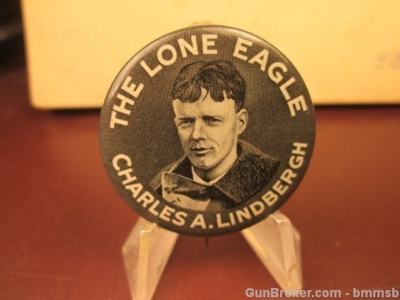 THE LONE EAGLE CHARLES A. LINDBERGH Celluloid Pin-img-2
