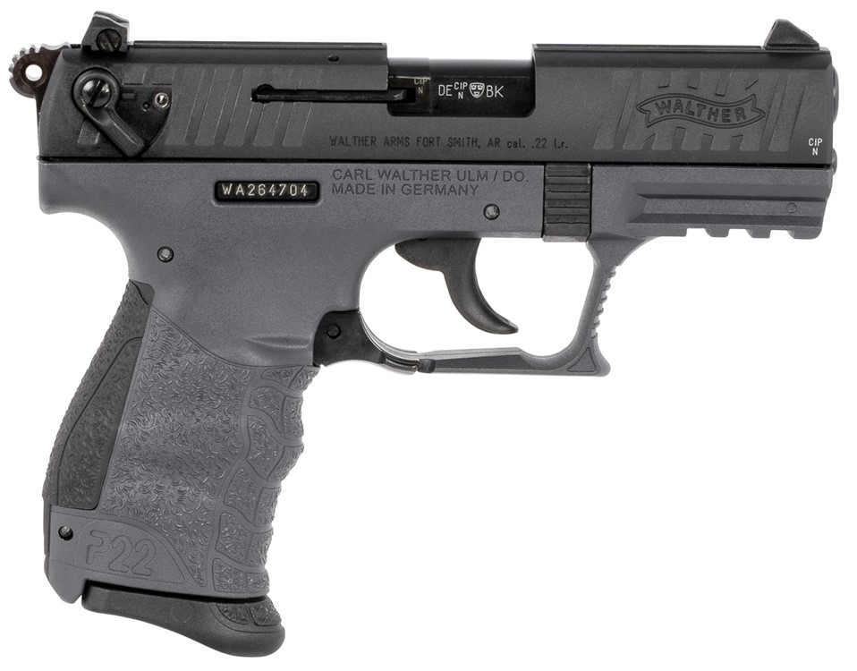 Walther P22Q, 22LR, 10+1, 3.42, Black, Tungsten Gray Frame, Interchangeable-img-1