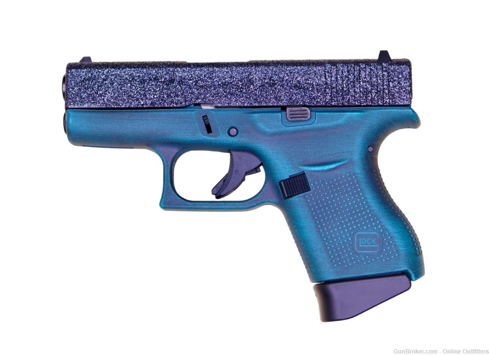 Custom Glock 43 Aztec Distressed 9mm 3.4" 6+1 G43 Twilight Glitter Gun-img-0