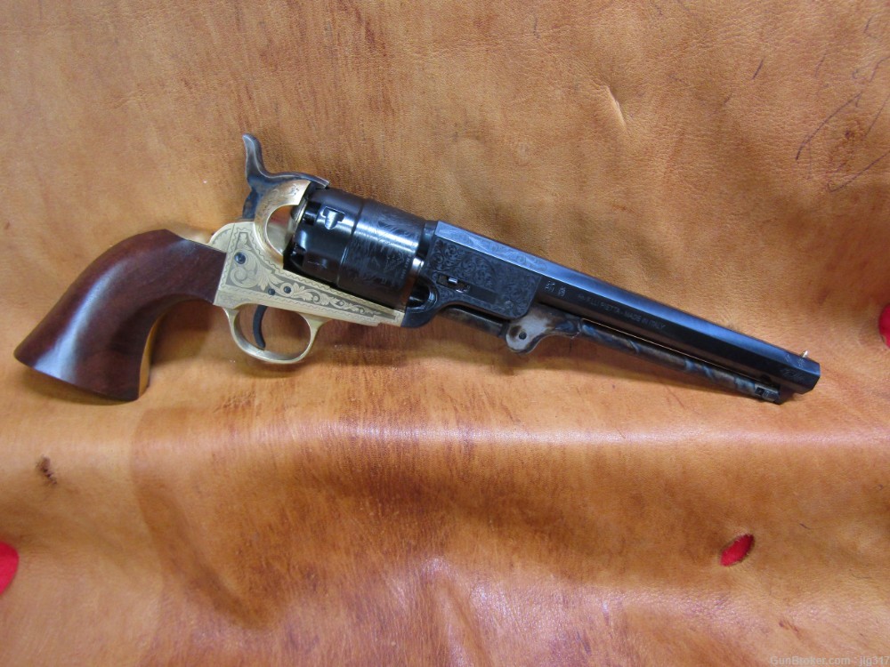 New F Lli Pietta 1851 Navy Brass 44 BP Engraved 7.5" BBL Revolver-img-1
