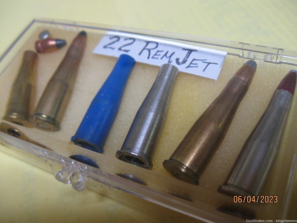 Unique Rare 8 pc Full Display Set of 22 Rem Jet Centerfire Magnum Cartridge-img-1