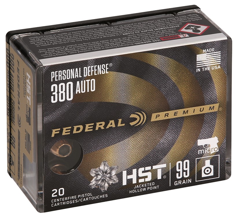 Federal Premium Personal Defense Micro 380 ACP 99 gr HST Jacketed Hollow Po-img-0