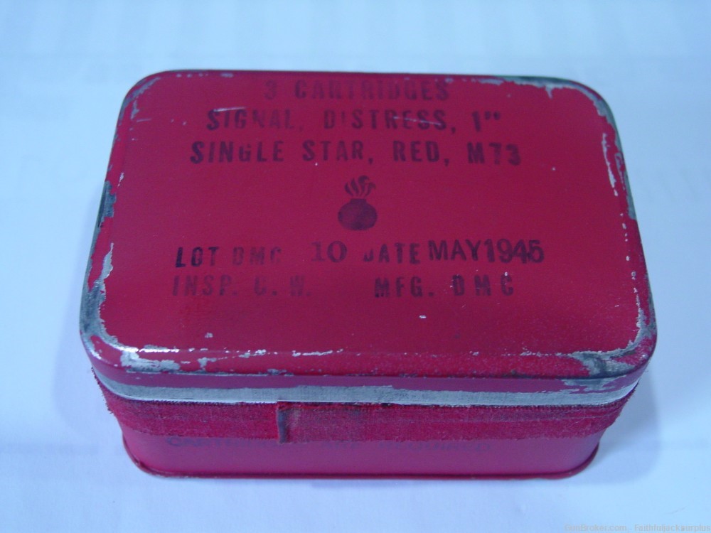WWII 1"  Single Star Red Distress Flares in Box -img-0