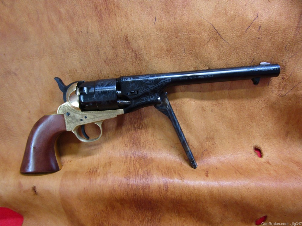 New F Lli Pietta 1860 Army Brass 44 BP Engraved 8" BBL Revolver-img-6