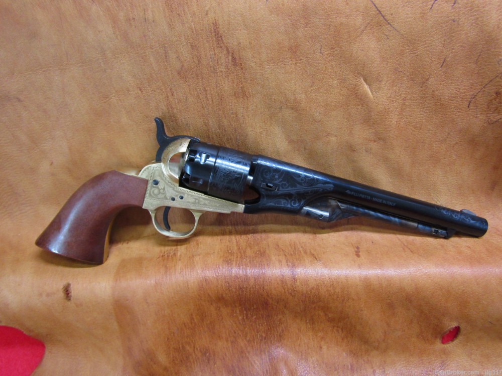 New F Lli Pietta 1860 Army Brass 44 BP Engraved 8" BBL Revolver-img-1