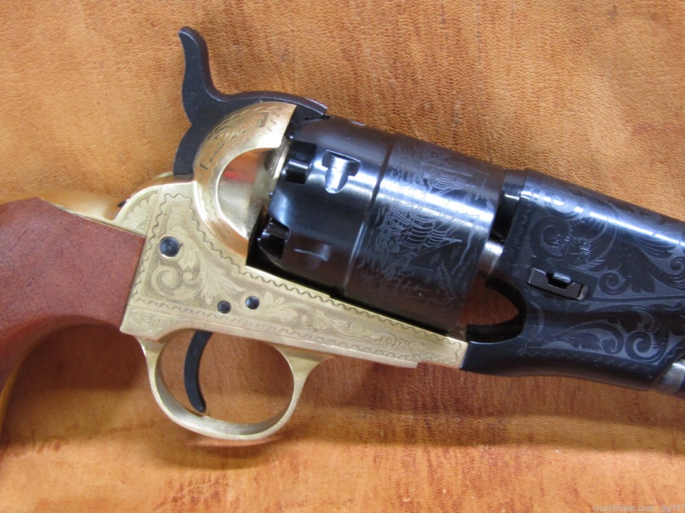 New F Lli Pietta 1860 Army Brass 44 BP Engraved 8" BBL Revolver-img-3