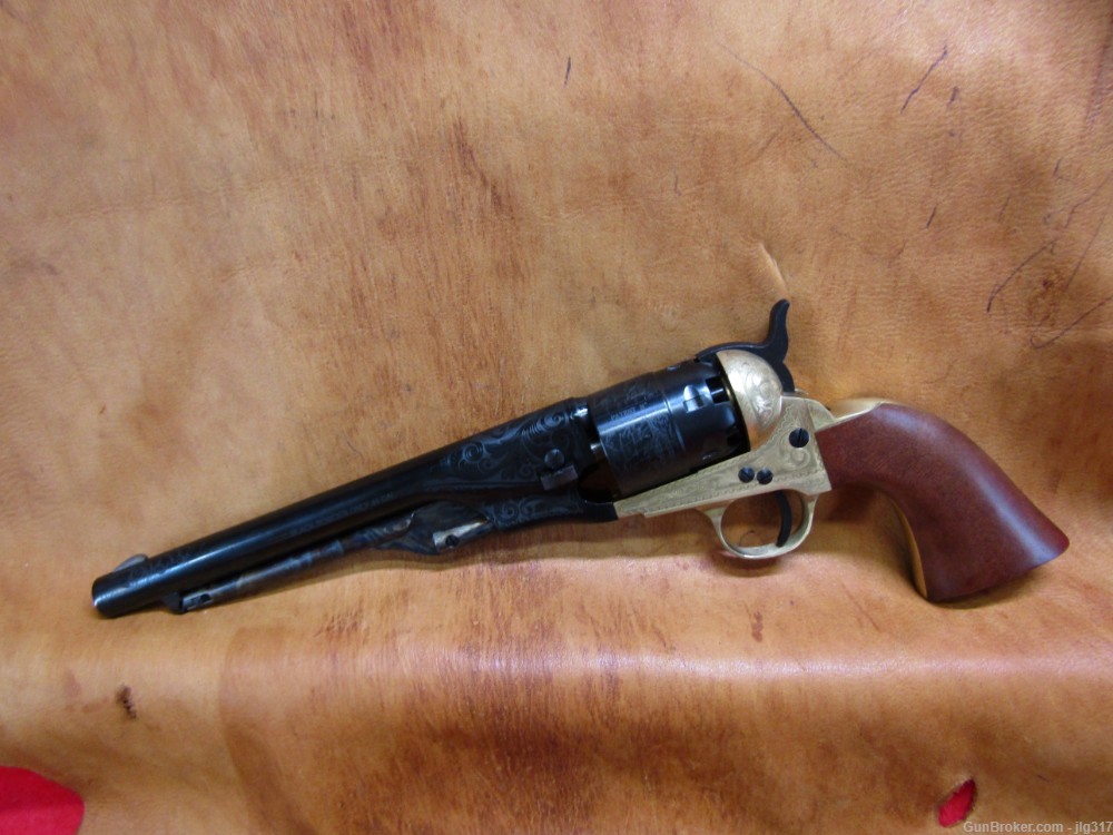 New F Lli Pietta 1860 Army Brass 44 BP Engraved 8" BBL Revolver-img-7