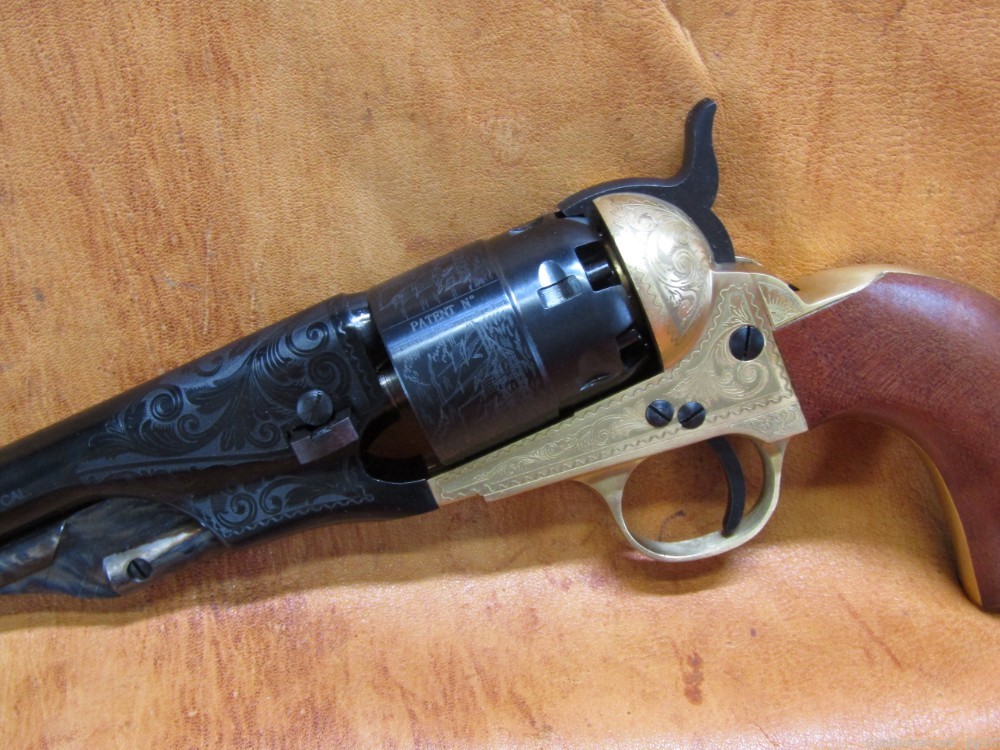 New F Lli Pietta 1860 Army Brass 44 BP Engraved 8" BBL Revolver-img-9