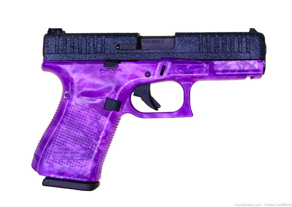 Custom Glock 44 Shattered Purple 22LR 4" 10+1 G44 Black Glitter Gun-img-1