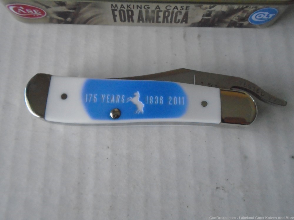 CASE XX & COLT #CA47485 175TH ANNIVERSARY BLUE/WHITE RUSSLOCK KNIFE!-img-11