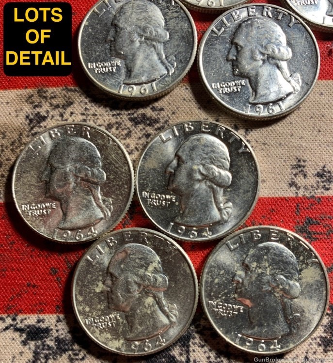 90% Silver Washington Quarters 8 Coins in all-img-4