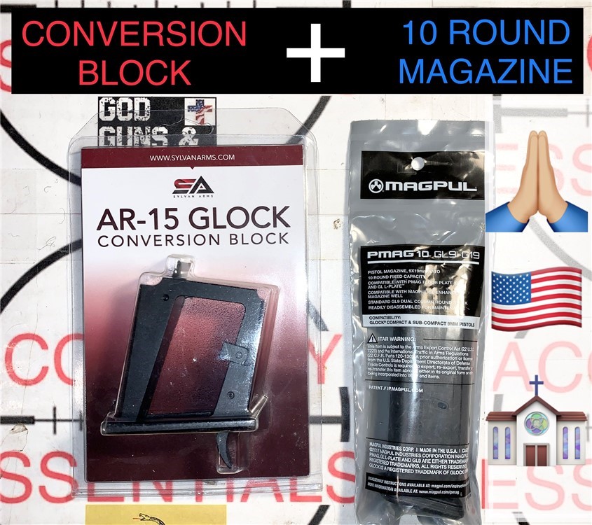 Sylvan Arms AR15 to 9mm Glock Conversion Magwell Block NEW With Magazine -img-0