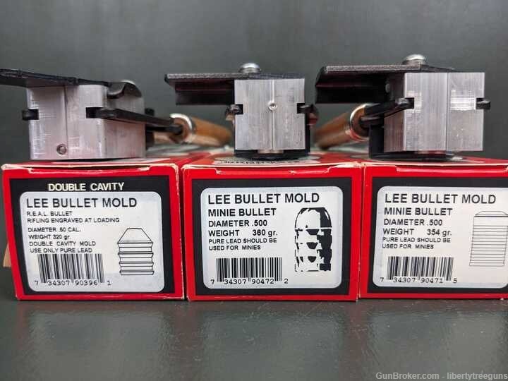 Assorted Lee's 50 Caliber Lead Mini Bullet Molds -img-1
