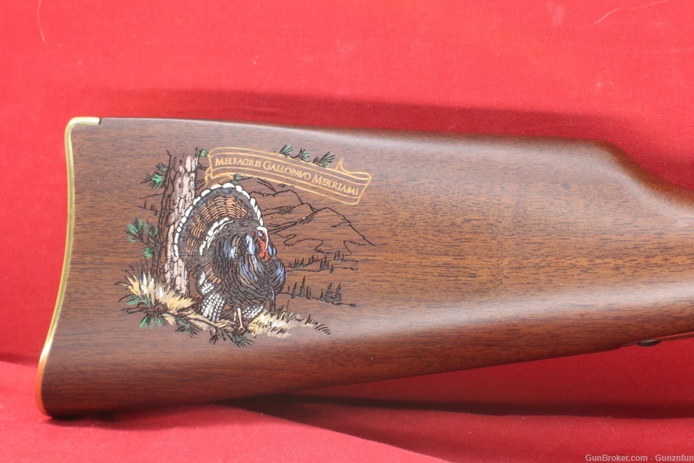 (33607)USED Henry 17 Goldenboy 17 HMR 20" barrel w/ Turkey engraved Stock-img-1
