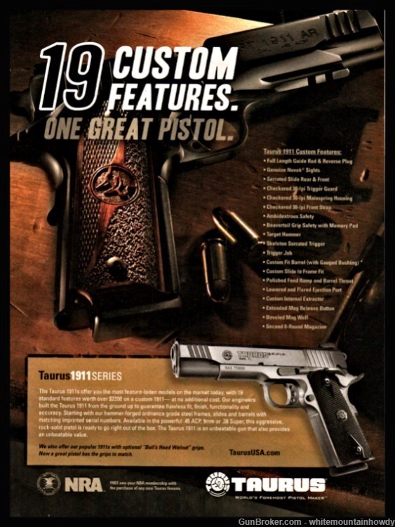 2009 TAURUS 1911 Series Pistol Original PRINT AD-img-0