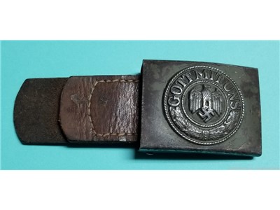 Original WWII German Heer Army Belt Buckle w/ Leather Tab