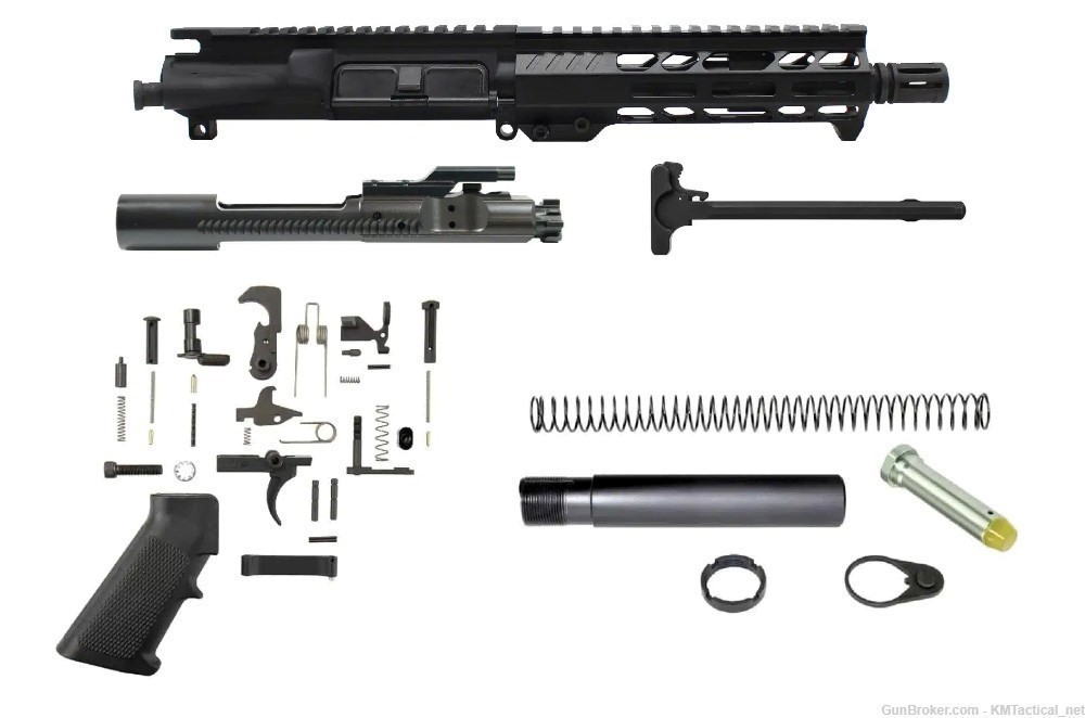 AR15 7.5" Complete DIY Build Kit AR 15 5.56 / 300 Upper LPK BCG Stock-img-0