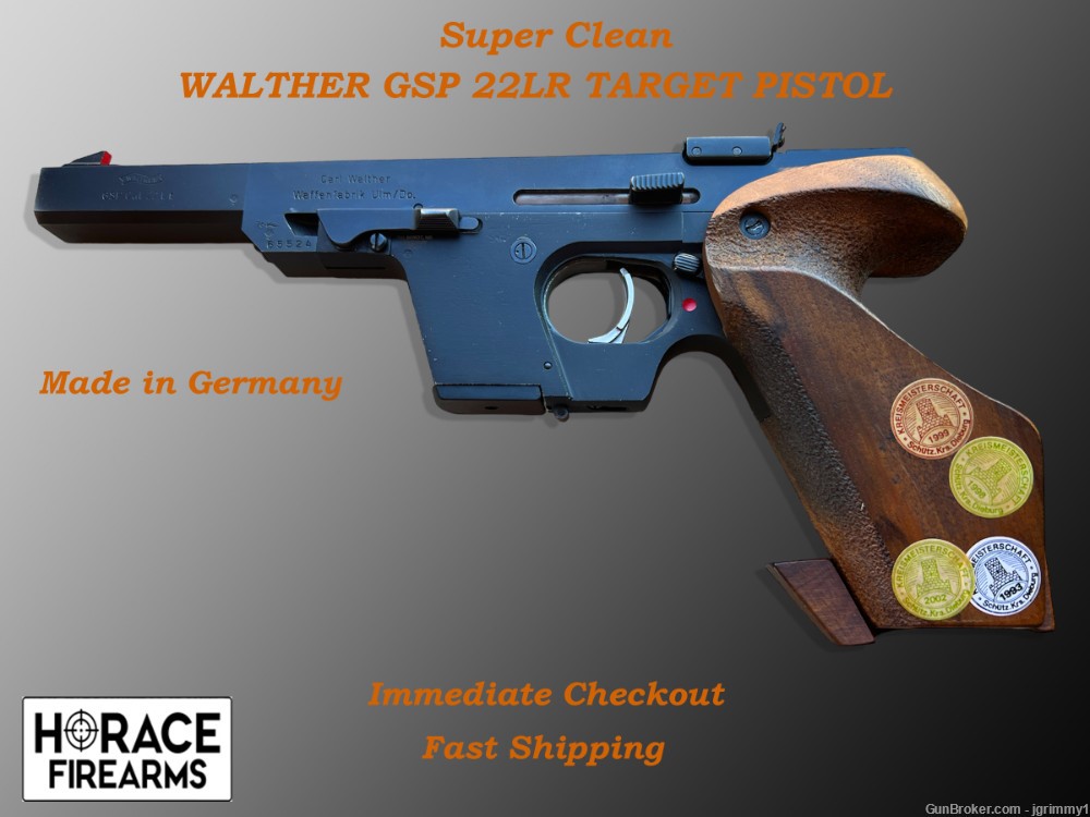 SUPER CLEAN WALTHER GSP 22LR TARGET PISTOL, MADE IN GERMANY-img-0