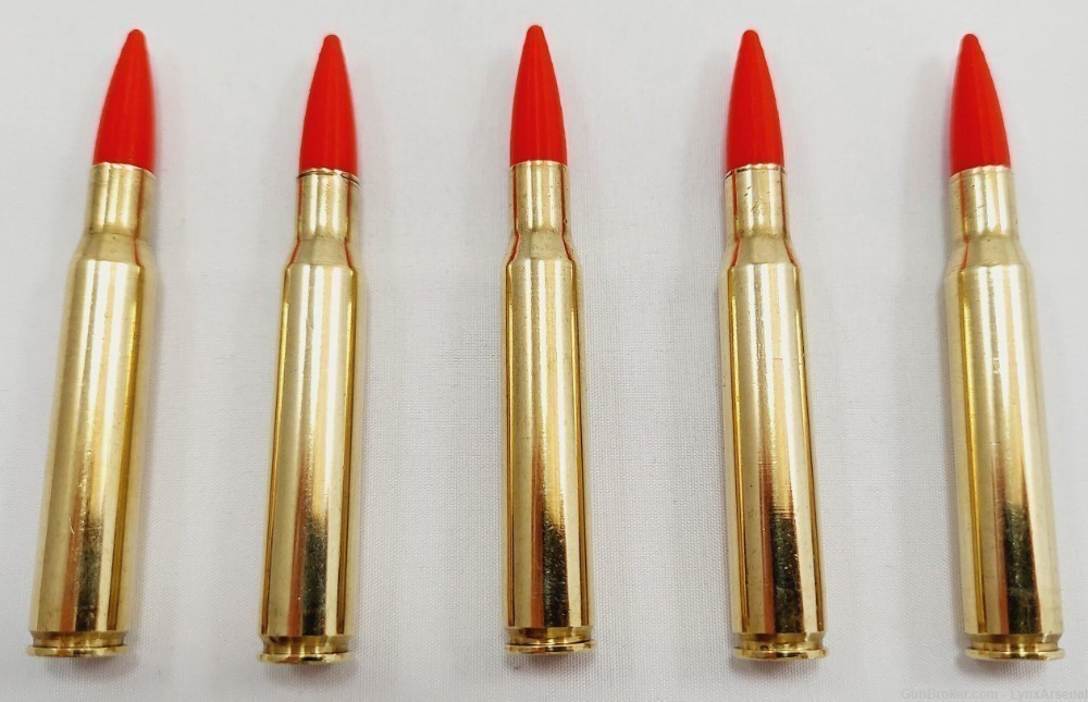 30-06 Springfield Brass Snap caps / Dummy Training Rounds - Set of 5 - Red-img-2