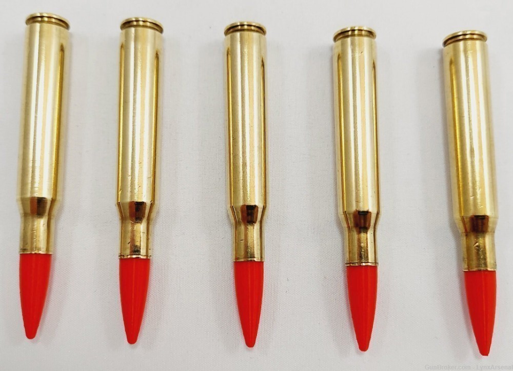 30-06 Springfield Brass Snap caps / Dummy Training Rounds - Set of 5 - Red-img-4